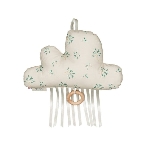 Nuage musical Léonard, anneau en bois et rubans