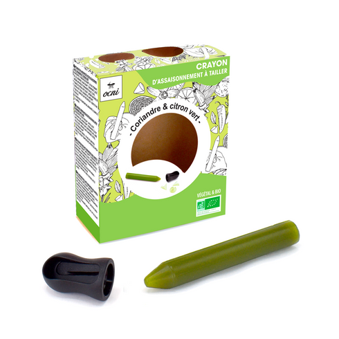 OCNI - Crayon assaisonnement Coriandre & Citron Vert biologique avec taille-crayon fabriqué en France
