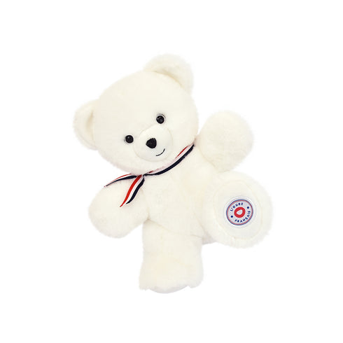 Ours en peluche articulé blanc petit modèle, peluche fabriquée en France