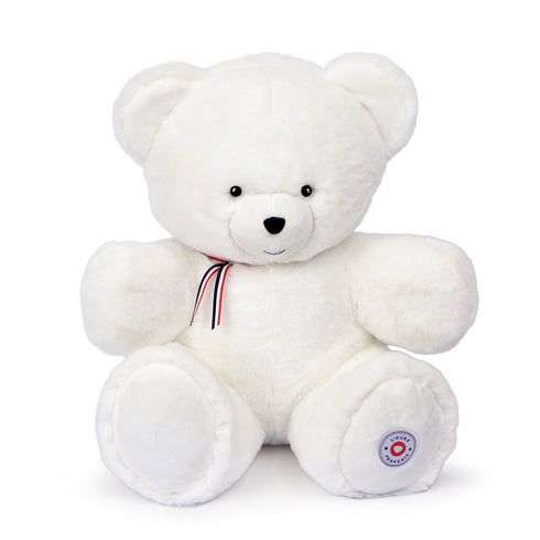 Ours en peluche blanc flocon 50 cm, peluche fabriquée en France