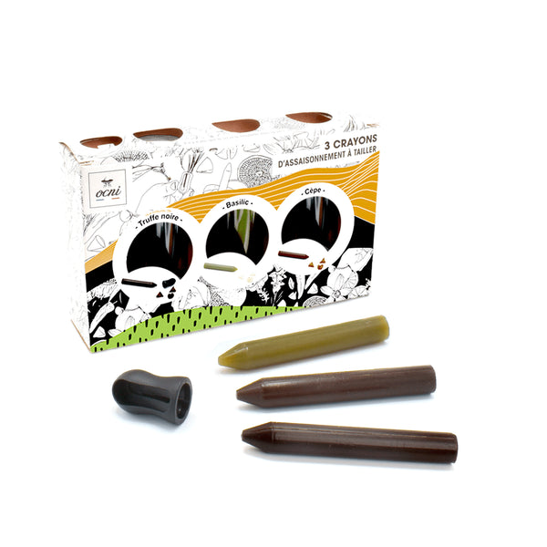 Coffret Festin Festif 3 Crayons d'Assaisonnement (Basilic, Truffe, Cèpe)