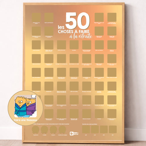 Poster à gratter, les 50 choses à faire à la retraite