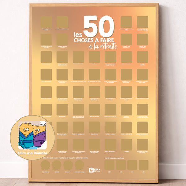 Poster à gratter, les 50 choses à faire à la retraite