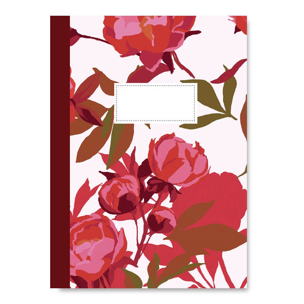 Carnet A6 Pascale Éditions, couverture pivoines rouges