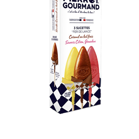 Sucette caramel au lait frais, confiserie fabriquée en Corrèze