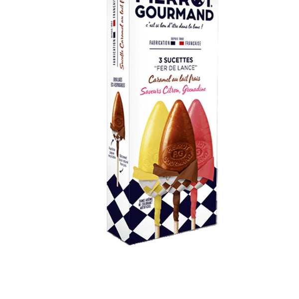 Sucette caramel au lait frais, confiserie fabriquée en Corrèze