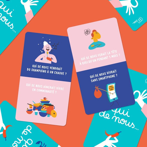 Exemples de cartes du jeu Qui de nous…