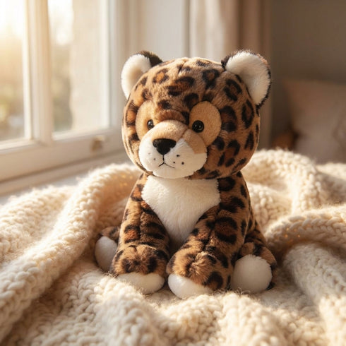 Peluche Bouillotte Leopard - L'Artisan du Bien-Être, en situation cosy