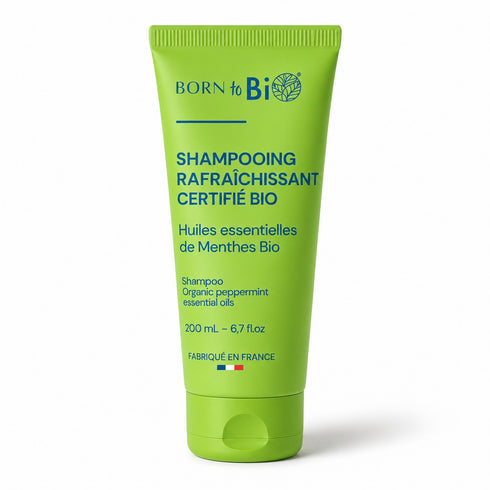Shampooing bio rafraîchissant à la menthe Born to Bio, tube de 200 ml
