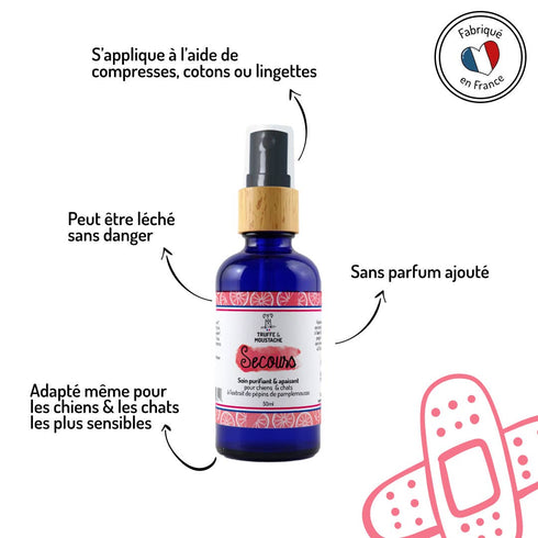 Soin Purifiant et Anti-démangeaisons Chien & Chat – Secours – Truffe & Moustache - J'achète français - Truffe & Moustache