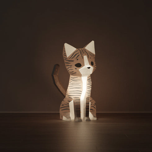 Veilleuse chat Neko en papier Moki Moki, allumée