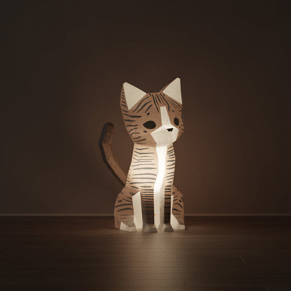 Veilleuse chat Neko en papier Moki Moki, allumée