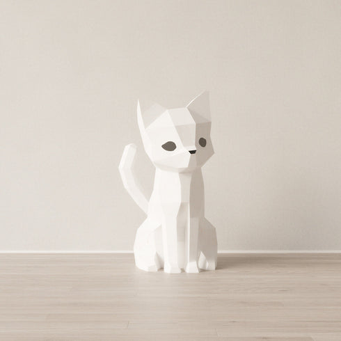 Veilleuse chat Neko en papier Moki Moki, éteinte, papier blanc