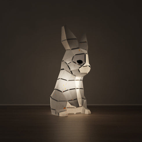 Veilleuse lapin Poka en papier Moki Moki, allumée