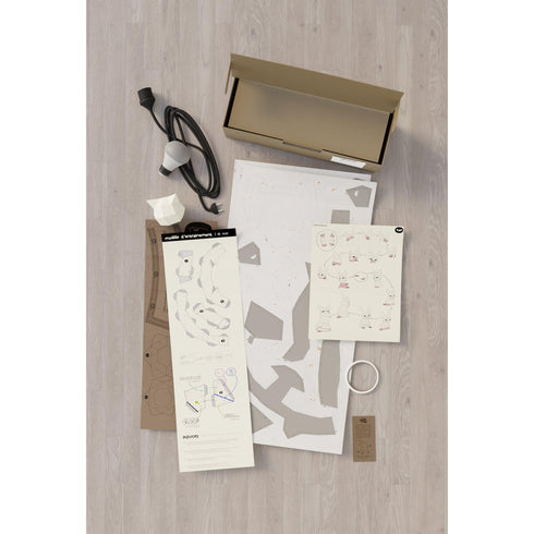 Contenu de la boîte de la veilleuse en papier Moki Moki