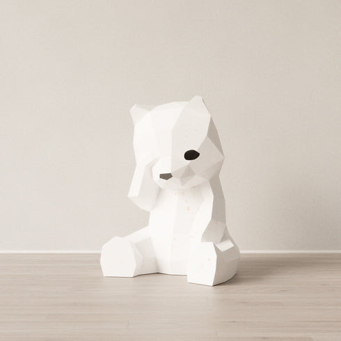 Veilleuse ourson Boji en papier Moki Moki, éteinte, papier blanc