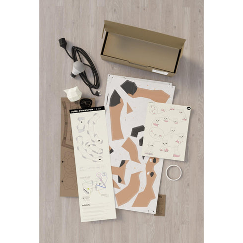 Contenu de la boîte de la veilleuse en papier Moki Moki