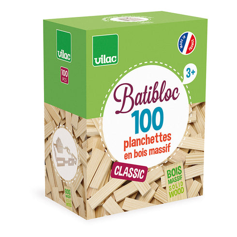 Batibloc Classic, 100 planchettes en bois massif, jouet en bois fabriqué dans le Jura