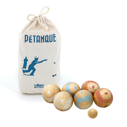 Jeu de pétanque Compet' en sac de toile, jeu en bois fabriqué dans le Jura