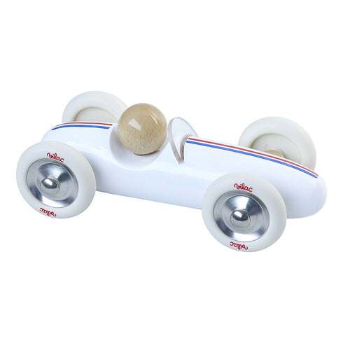 Voiture en bois Grand prix vintage modèle medium blanc - Vilac, jouet en bois fabriqué dans le Jura
