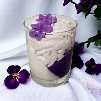 Bougie parfumée Violette Les Senteurs de Maly - cire de soja végétale 180g, parfum de Grasse, fabriquée en France