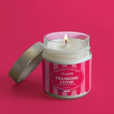 Bougie parfumée Framboise Litchi - Cire 100% végétale 180g - L'Échoppe Buissonnière - fabriquée en France