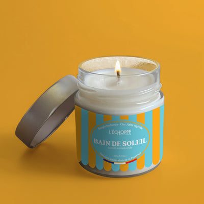 Bougie parfumée Bain de soleil - Cire 100% végétale 180g - L'Échoppe Buissonnière - fabriquée en France