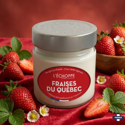 Bougie parfumée Fraises du Québec - Cire 100% végétale - J'achète français - L'échoppe Buissonnière
