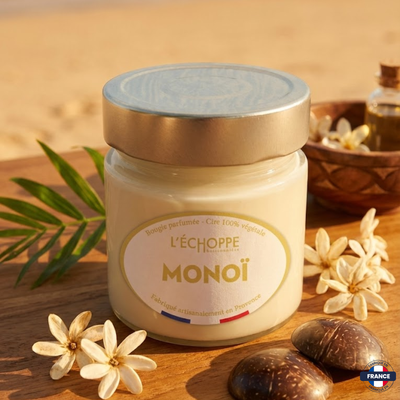 Bougie parfumée Monoï - Cire 100% végétale - J'achète français - L'échoppe Buissonnière
