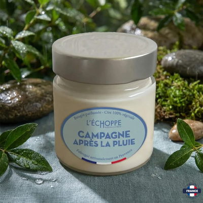 Bougie parfumée Campagne après la pluie - Cire 100% végétale - J'achète français - L'échoppe Buissonnière