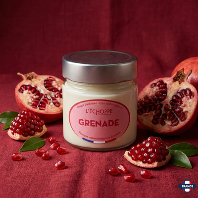 Bougie parfumée Grenade - Cire 100% végétale - J'achète français - L'échoppe Buissonnière