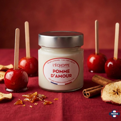 Bougie parfumée Pomme d'amour - Cire 100% végétale - J'achète français - L'échoppe Buissonnière