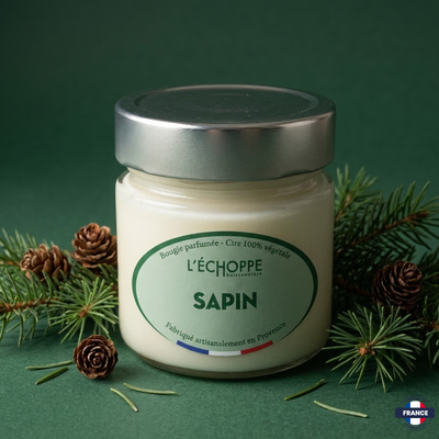 Bougie parfumée Sapin - Cire 100% végétale - J'achète français - L'échoppe Buissonnière